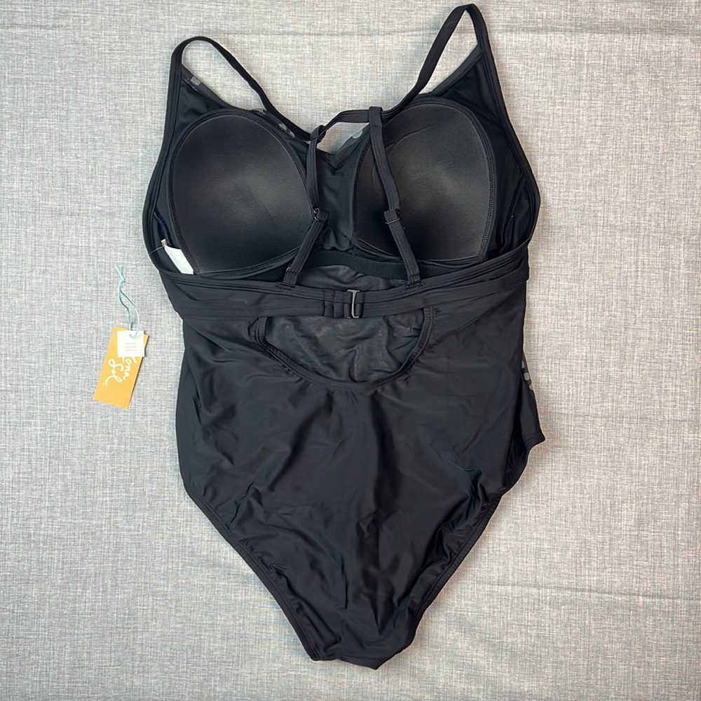 Kona Sol Black Animal Print One Piece Swimsuit Plus Size 18W - Picture 3 of 4